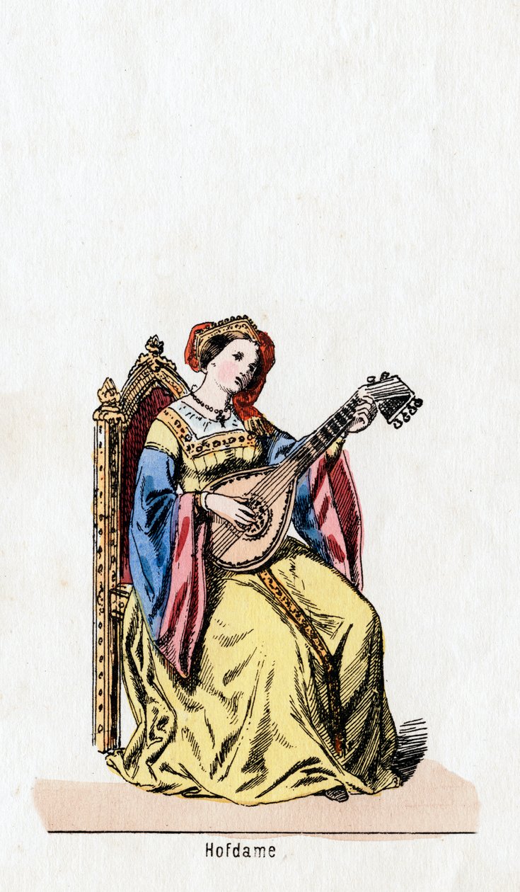 Dame i vente, kostumedesign til Shakespeares skuespil, Henry VIII, 1800-tallet af Unbekannt