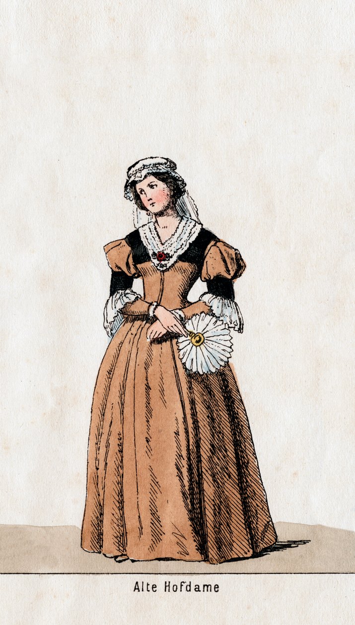 Dame i vente, kostumedesign til Shakespeares skuespil, Henry VIII, 1800-tallet af Unbekannt