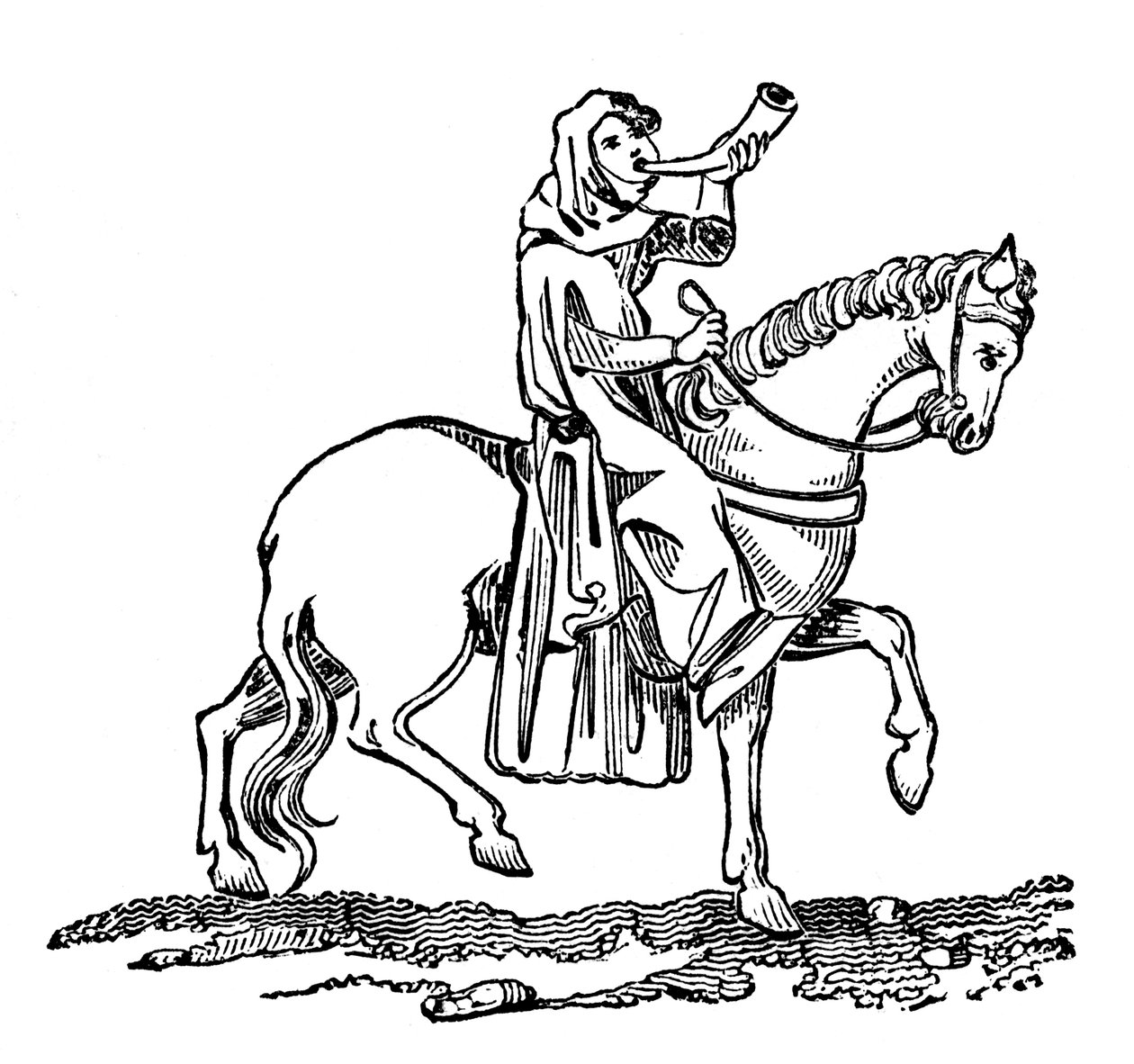 Dame blæser i et jagthorn, 14. århundrede, 1833 af Unbekannt