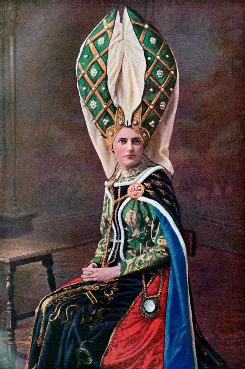 Dames hovedbeklædning, 1450-1470, 1910 af Unbekannt