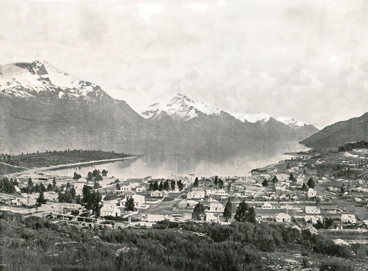Lake Wakatipu og bjergene, Queenstown, New Zealand, 1895. af Unbekannt