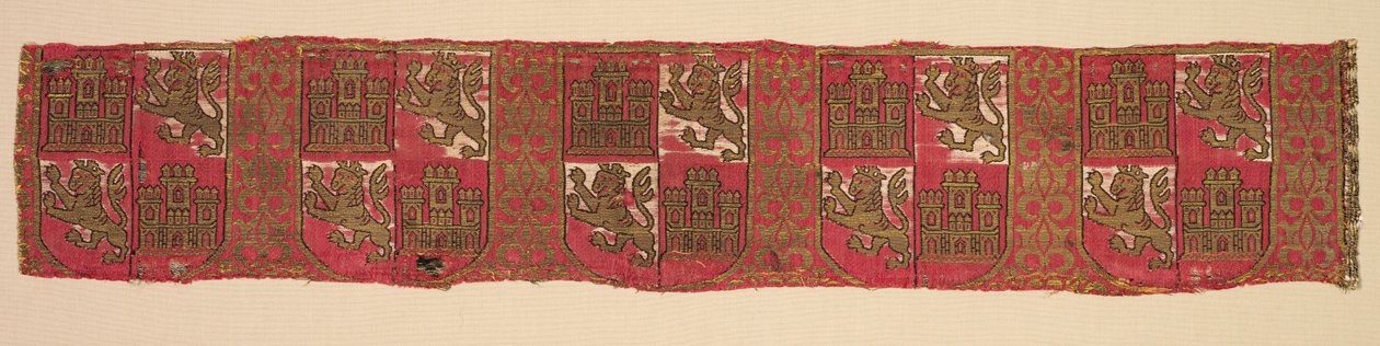 Lampas med heraldik fra Castilien og León, fra en kongelig kristen kappe, 1200-1325. af Unbekannt