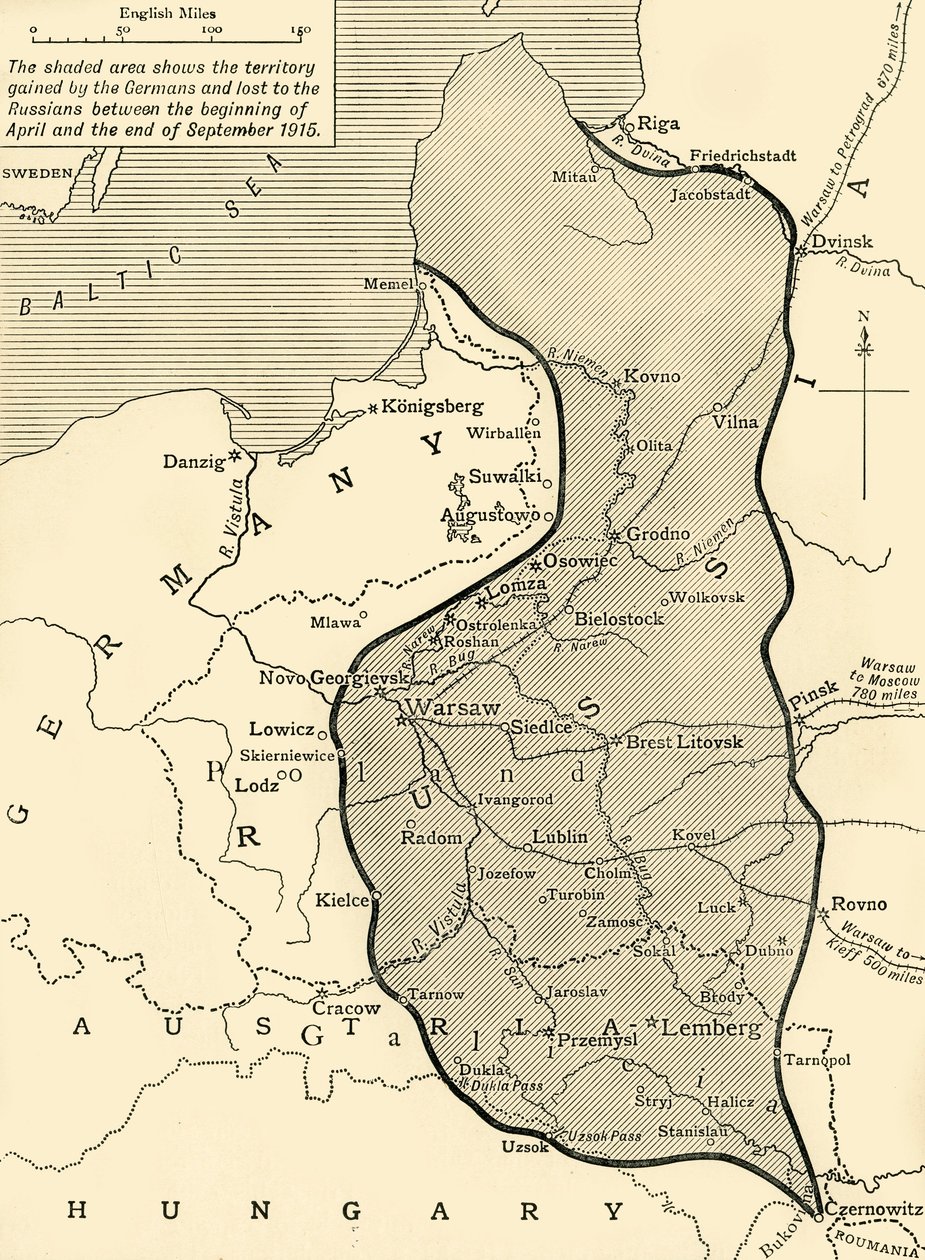 Land taget af Tyskland fra Rusland, Første Verdenskrig, 1915, c1920. af Unbekannt