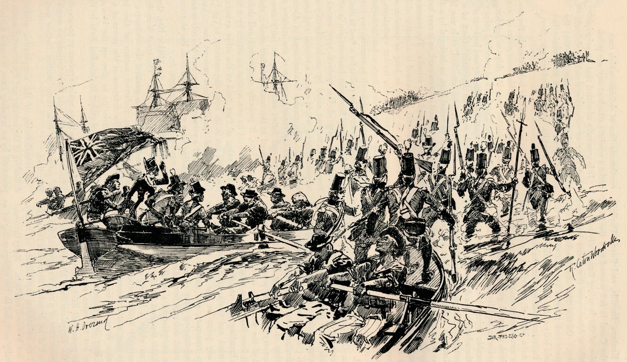 Landgang af Sir Ralph Abercromby og britiske styrker i Alexandria, 1801, 1884 af Unbekannt