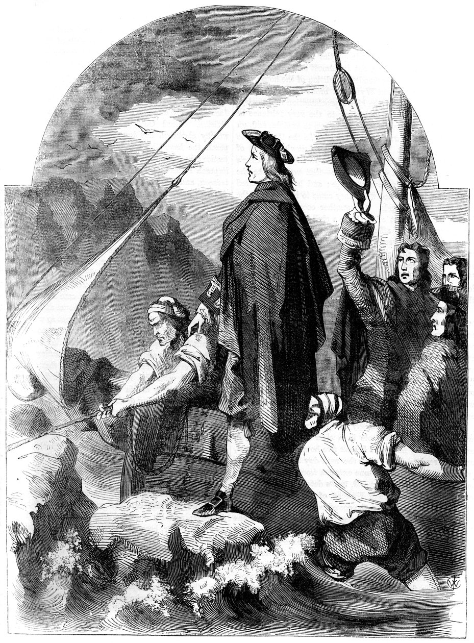 Landgang af Chevalier de St George i Skotland, 1715, 1800-tallet af Unbekannt
