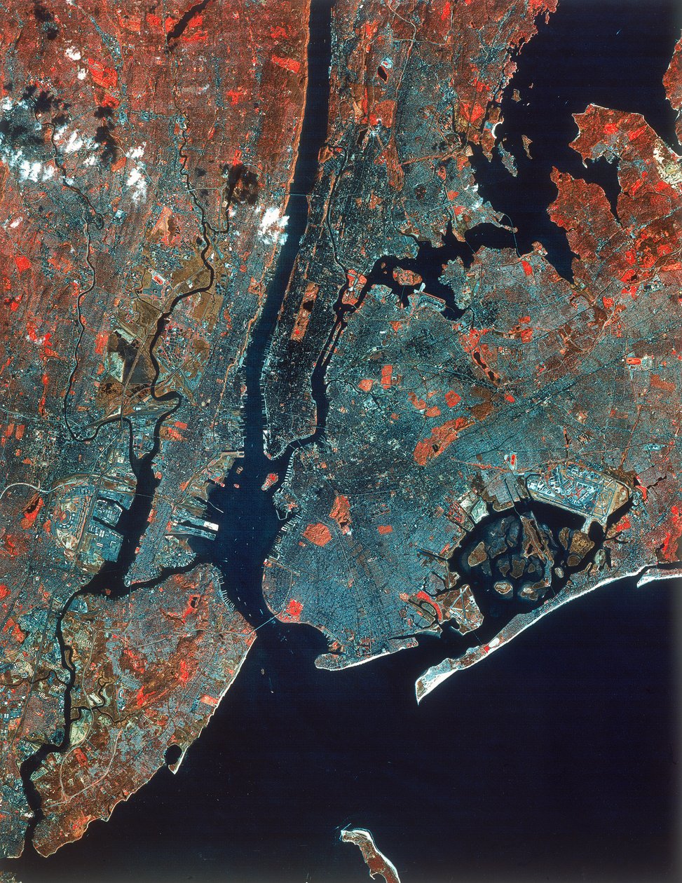Landsat-billede af Manhattan, New York, USA, 1980