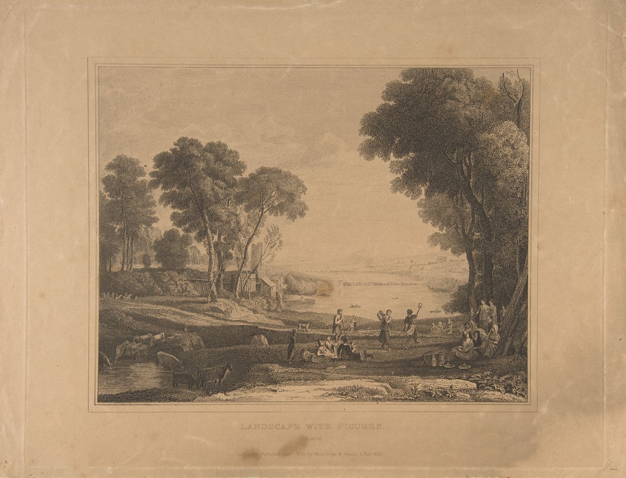 Landskab med figurer efter Isaacs og Rebeccas ægteskab, 1648, udgivet 1830. af Unbekannt