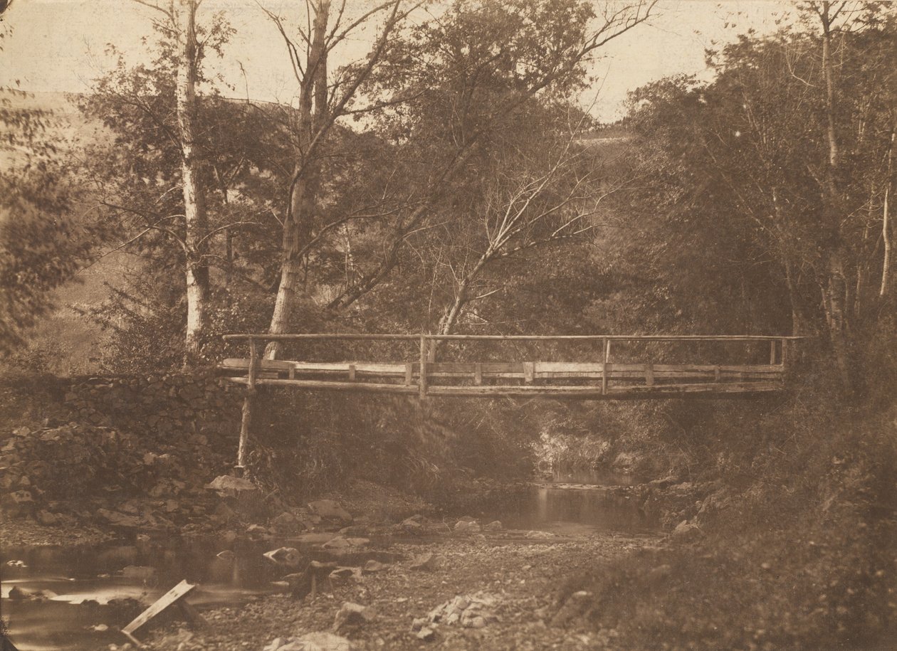 Landskab med træer og bro, ca. 1850. af Unbekannt