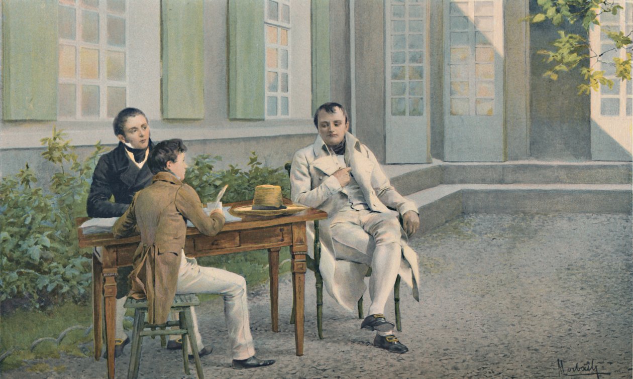 Las Casas og hans søn skriver historien om Napoleon under hans diktat, c1815, 1896. af Unbekannt