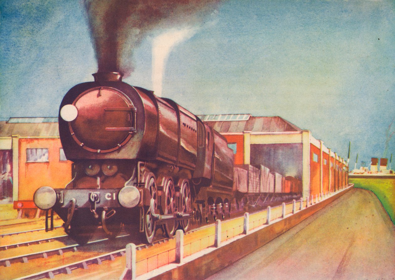 Seneste Austerity Freight Engine, S.R., ved Southampton Docks, 1940 af Unbekannt