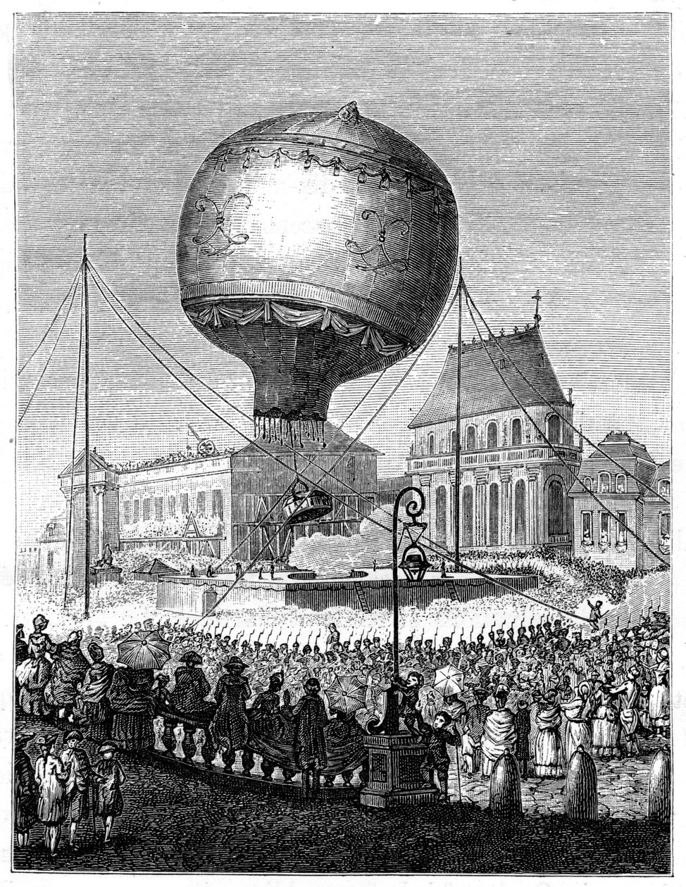 Lancering af en luftballon, slutningen af det 18. århundrede, 1885 af Unbekannt