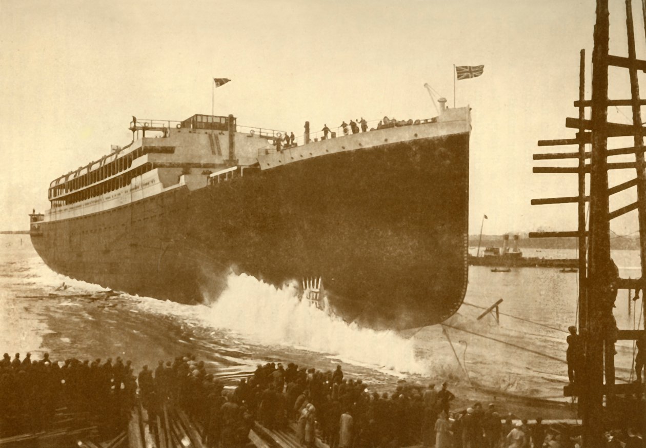 Lancering af Orama Orient Line, 20.000 tons, c1930. af Unbekannt
