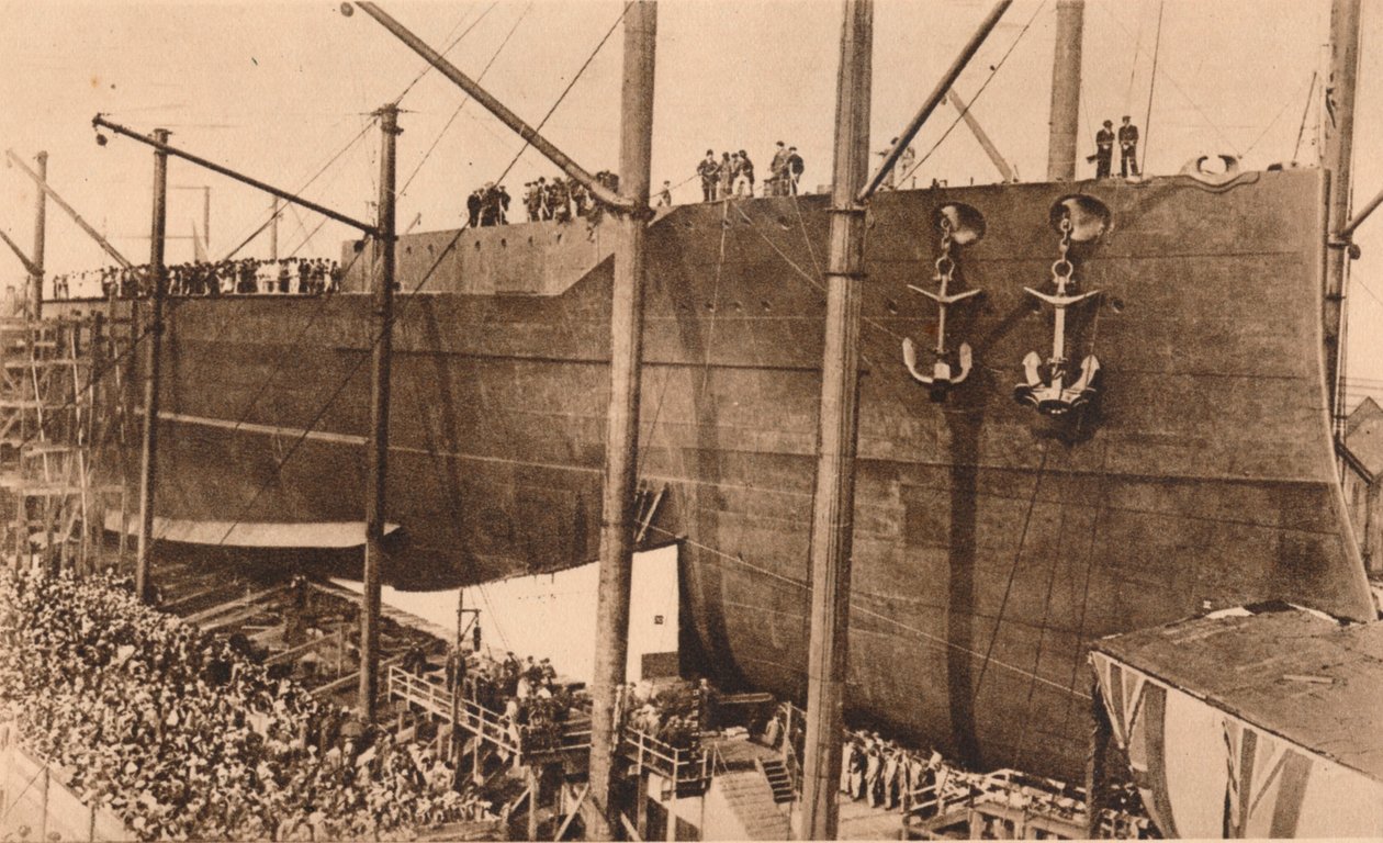 Lancering af slagskibet HMS `Queen Elizabeth`, 16. oktober 1913 1935. af Unbekannt