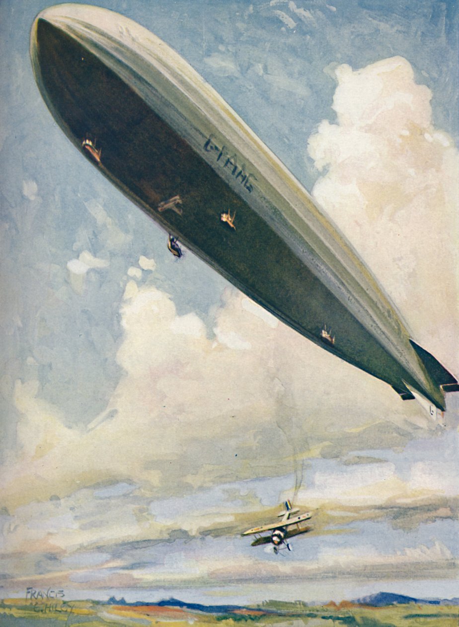 Opsendelse af et fly fra et luftskib i luften, 1927 af Unbekannt
