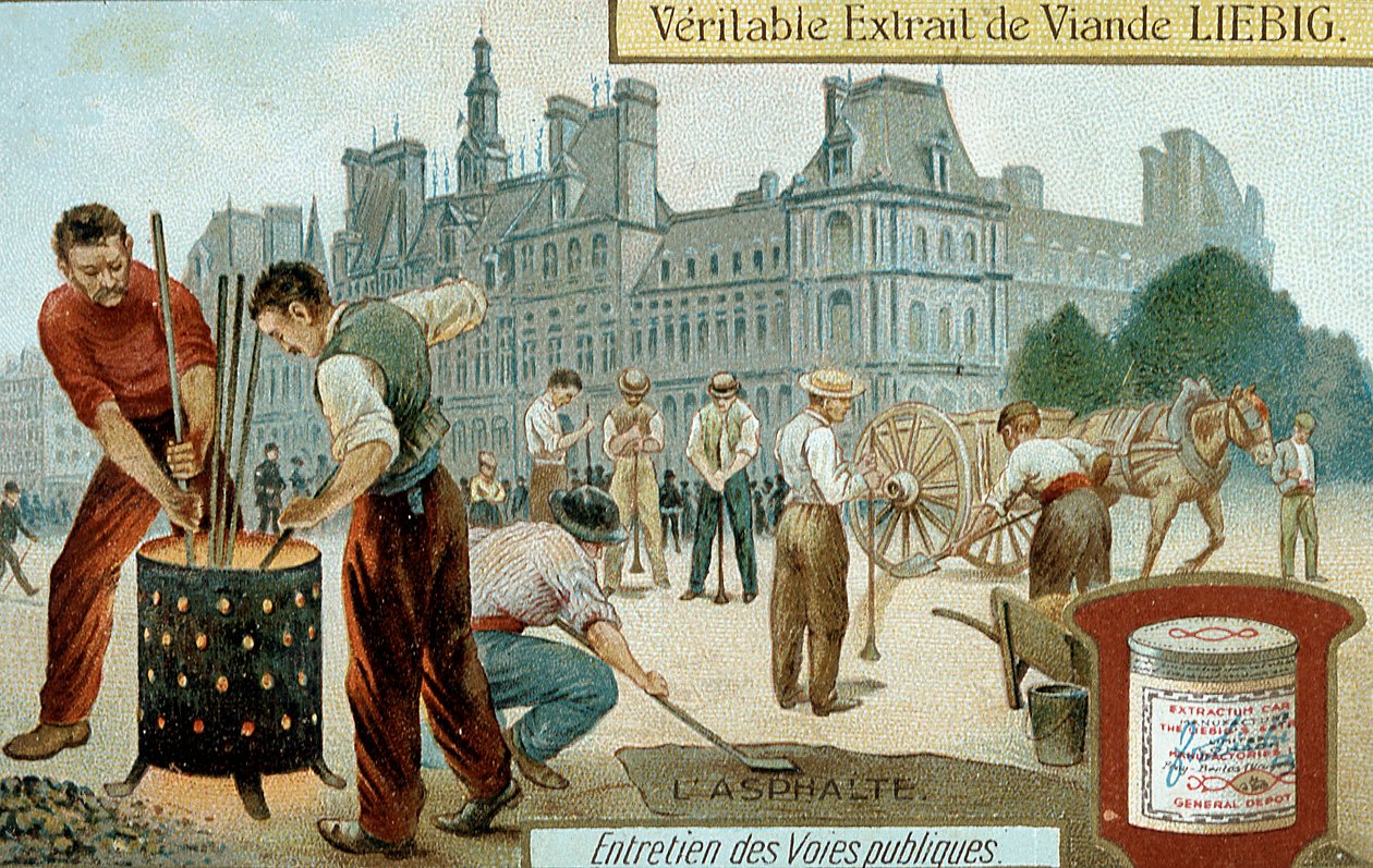 Lægger en asfaltbaseret overflade i en gade i Paris, ca. 1900 af Unbekannt