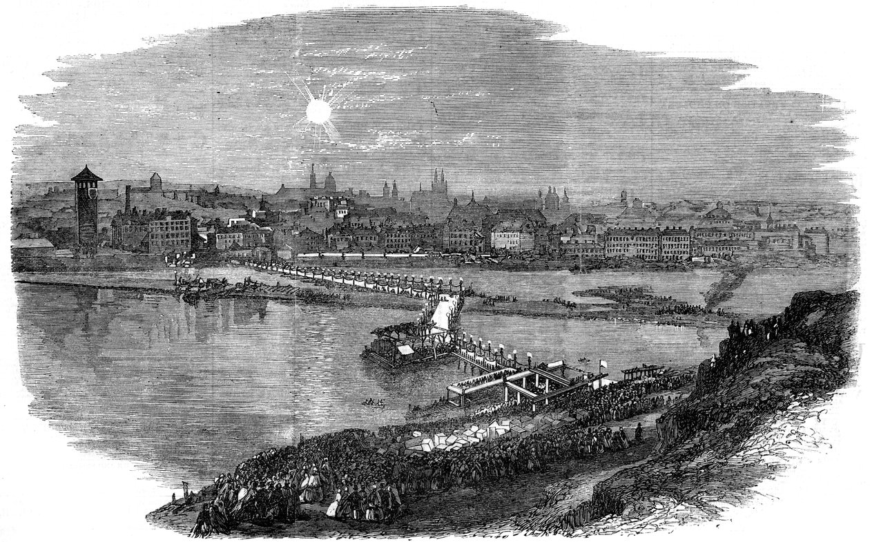 Nedlægning af grundstenen til den nye bro i Prag, Tjekkiet, 1865 af Unbekannt