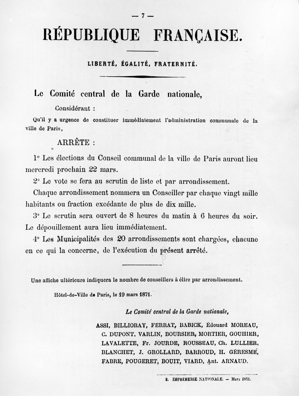 Le Comite Central de la Garde Nationale, fra franske politiske plakater fra Pariserkommunen af Unbekannt