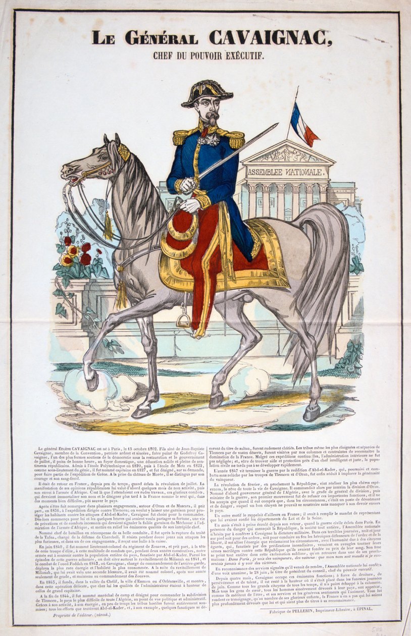 Le General Cavaignac 28. juni 1848, Frankrig. Farvelitografi. Privat samling af Unbekannt