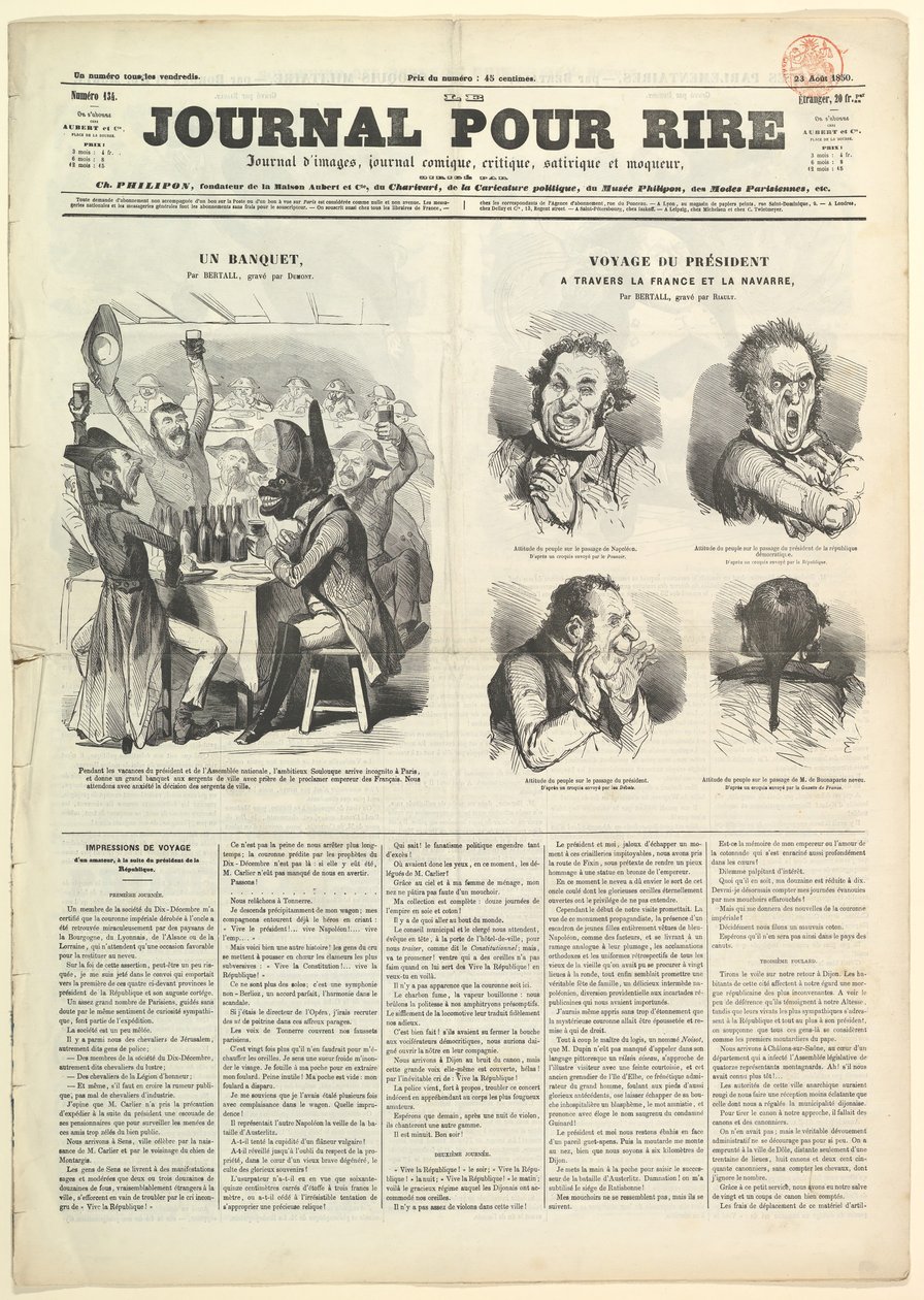 Le Journal Pour Rire, Journal dIimages, Journal Comique, Critique, Satirique et..., 23. august 1850. af Unbekannt
