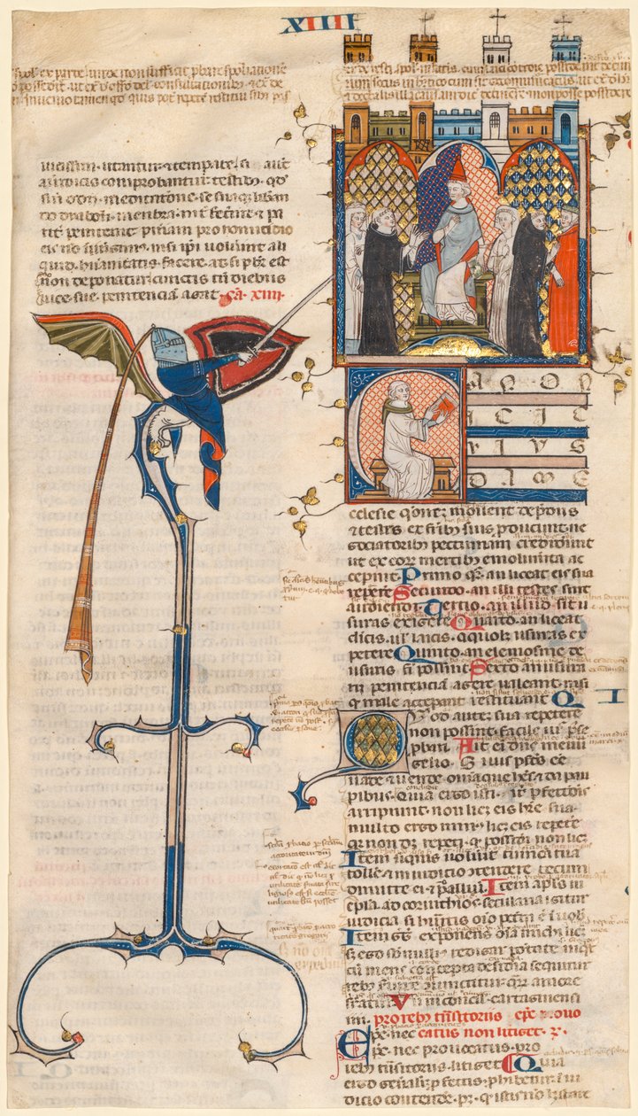 Blad udskåret fra et dekret af Gratian: Initial C..., ca. 1300-1310. af Unbekannt