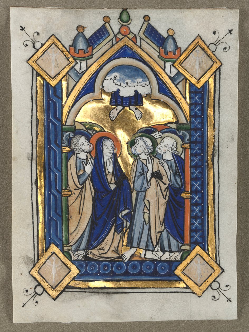 Blad udskåret fra en Psalter: Ascension, ca. 1260. af Unbekannt