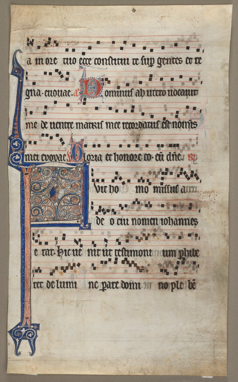 Blad fra en korbog: Bebudelse til Zacharias, c1265. af Unbekannt