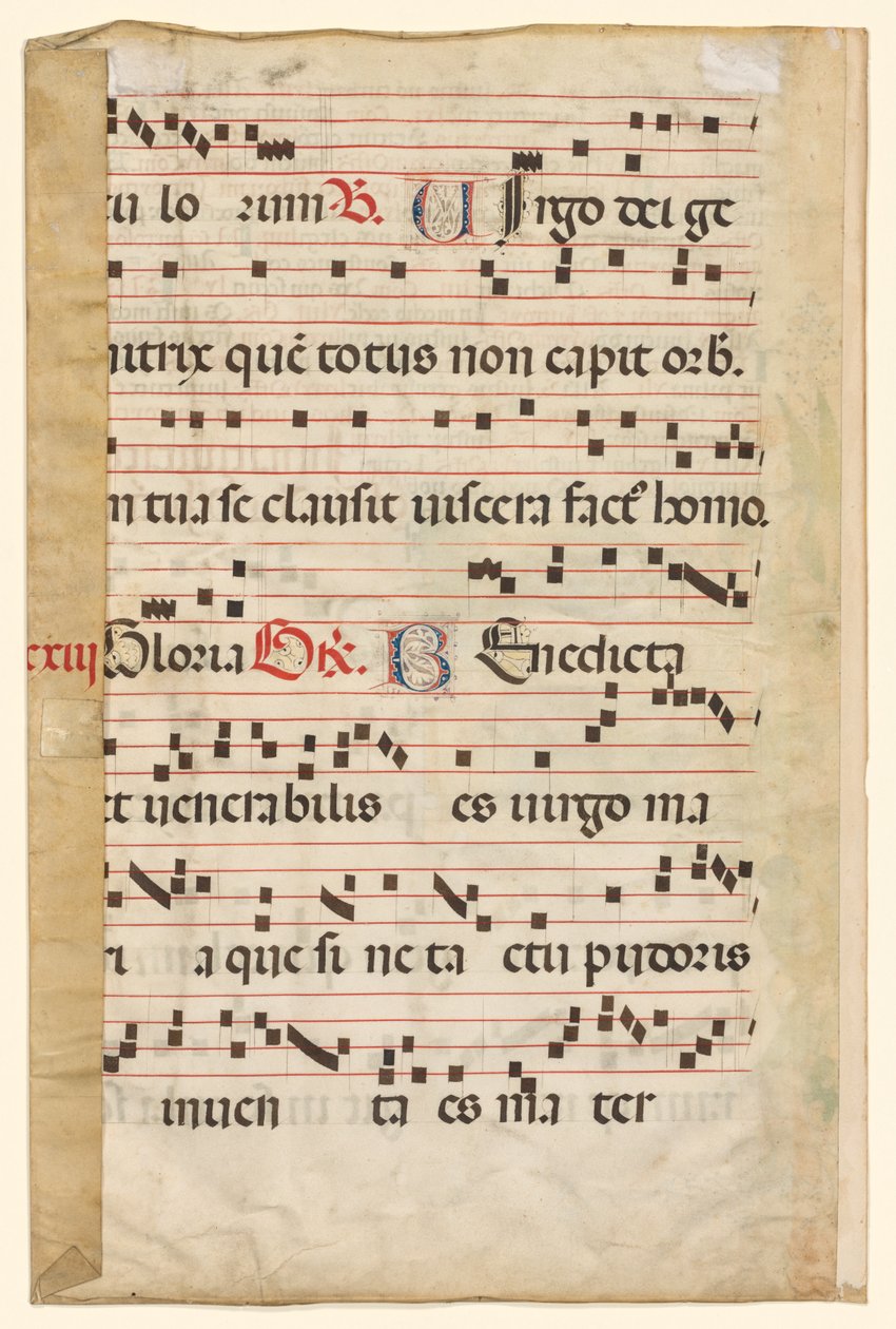 Blad fra en Gradual med musik verso, ca. 1420-1450. af Unbekannt