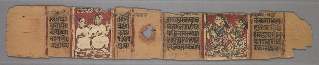 Blad fra et Jain -manuskript, Historien om Kalakacharya, tekst (recto) af Unbekannt Unbekannt