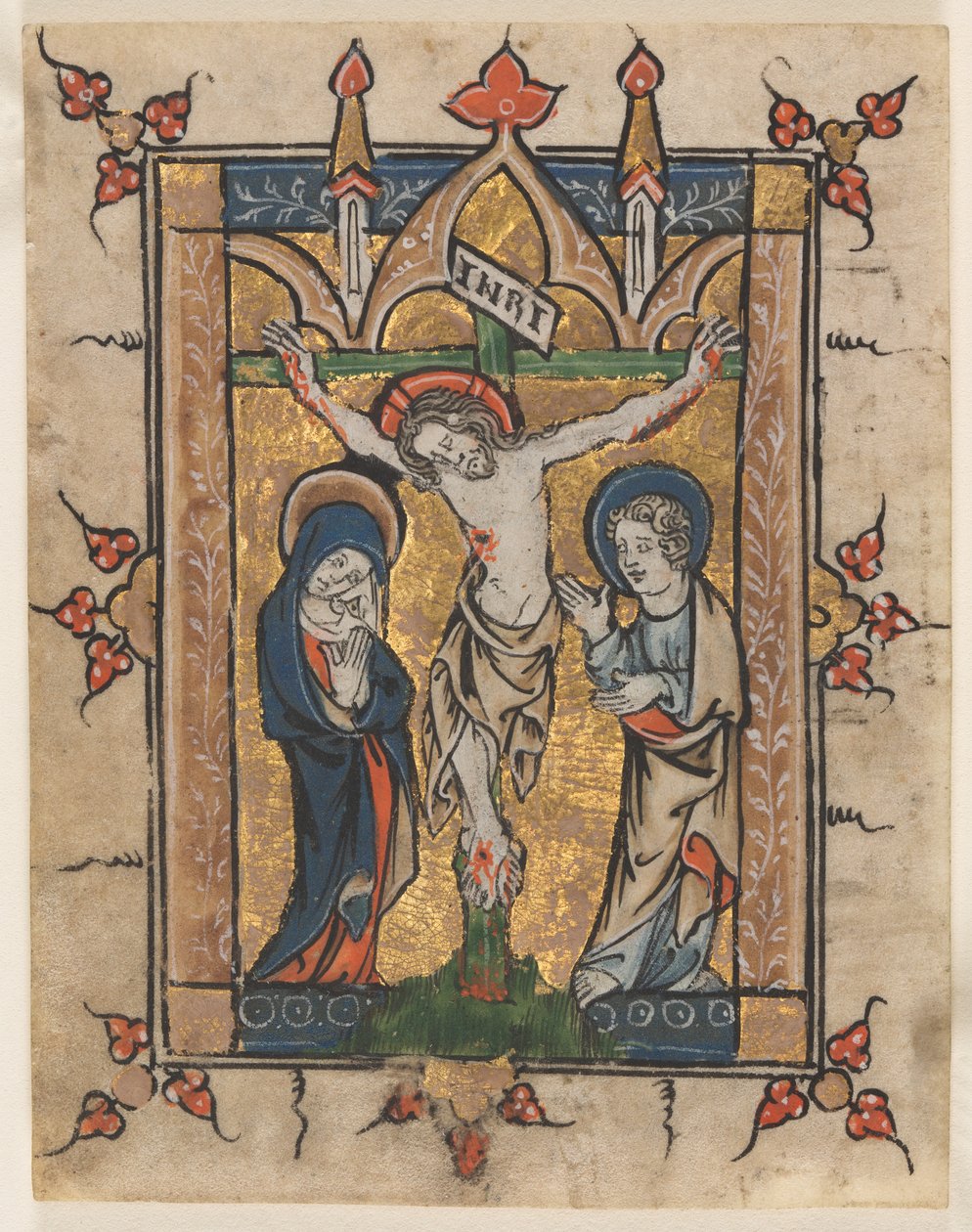 Blad fra en Psalter: Korsfæstelsen, ca. 1300-1330. af Unbekannt