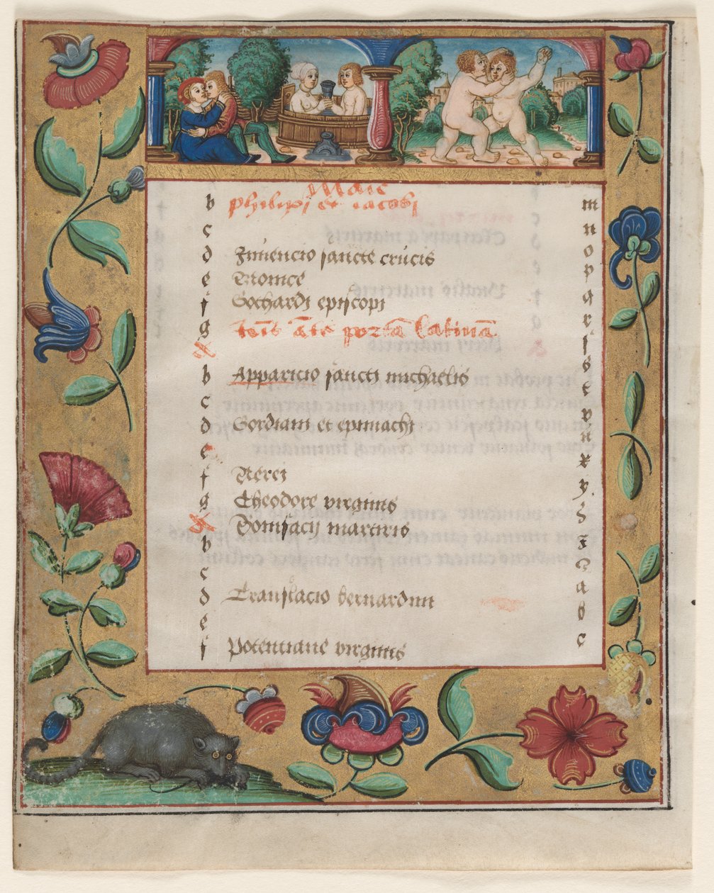 Blad fra en Psalter og Bønnebog: Kalenderside med Labor verso, ca. 1524. af Unbekannt