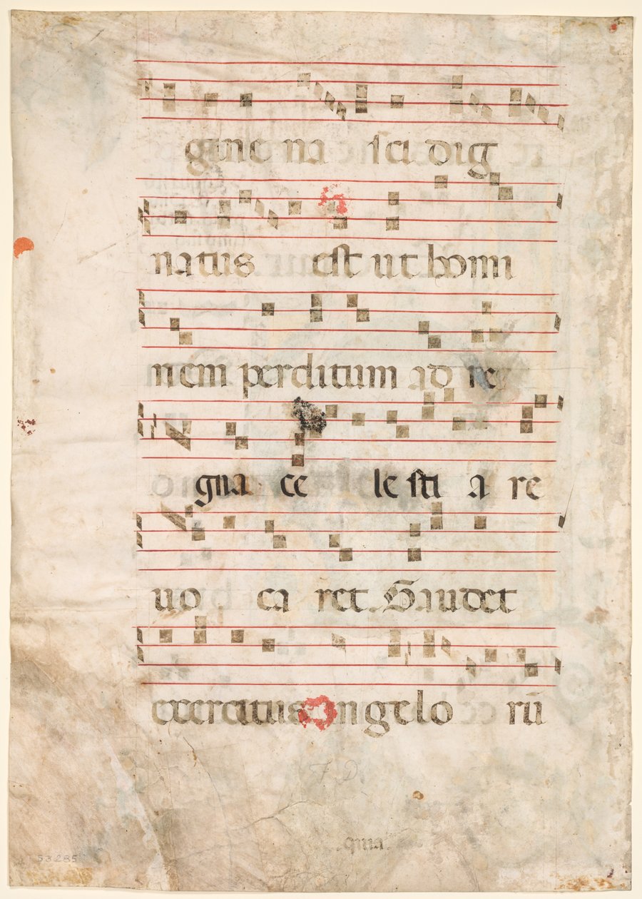 Leaf from an Antiphonary: Musik verso, begyndelsen af 1300-tallet. af Unbekannt