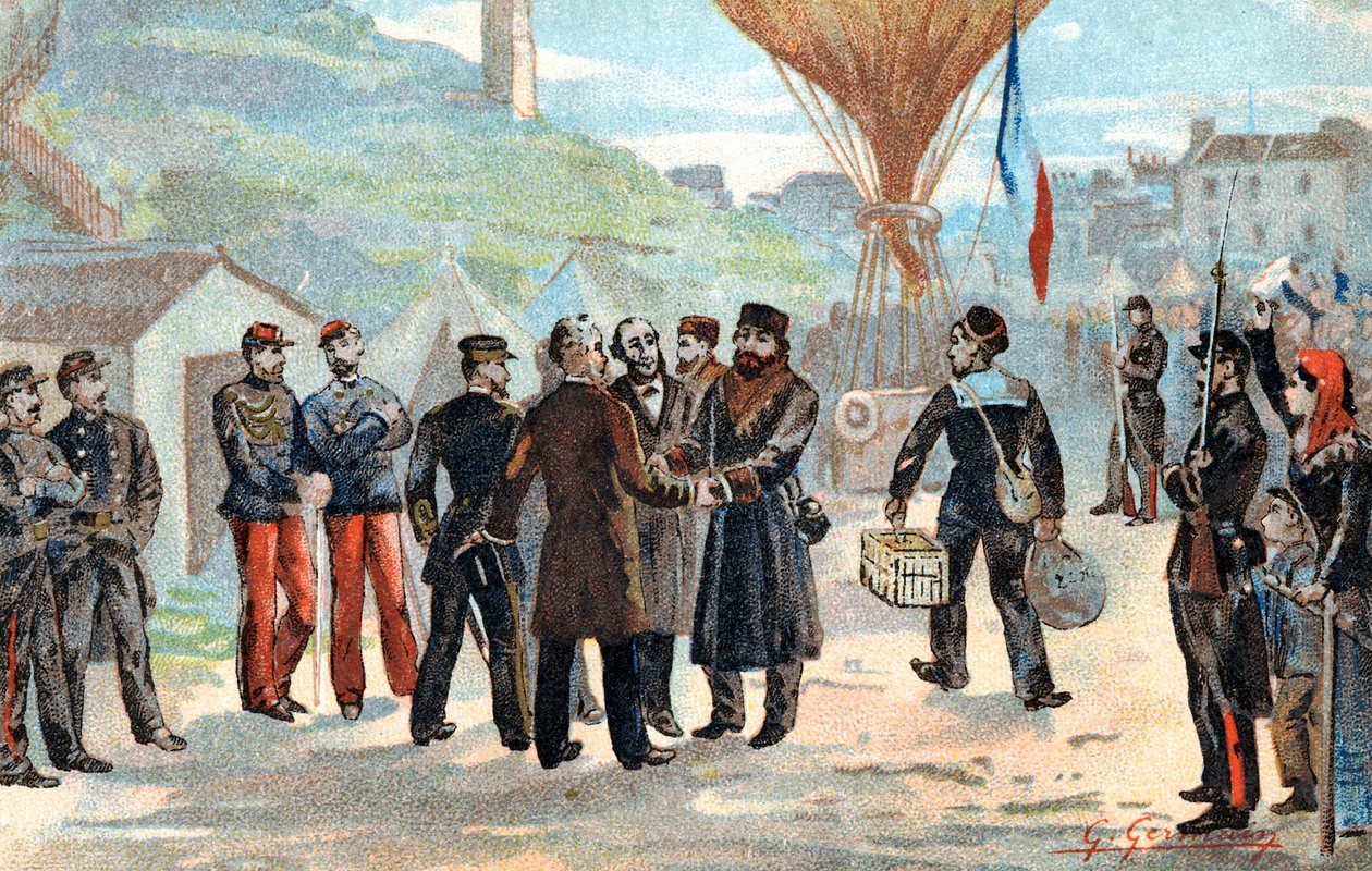 Leon Gambetta, fransk politiker på vej til at undslippe det belejrede Paris, fransk-preussiske krig, 1870 af Unbekannt