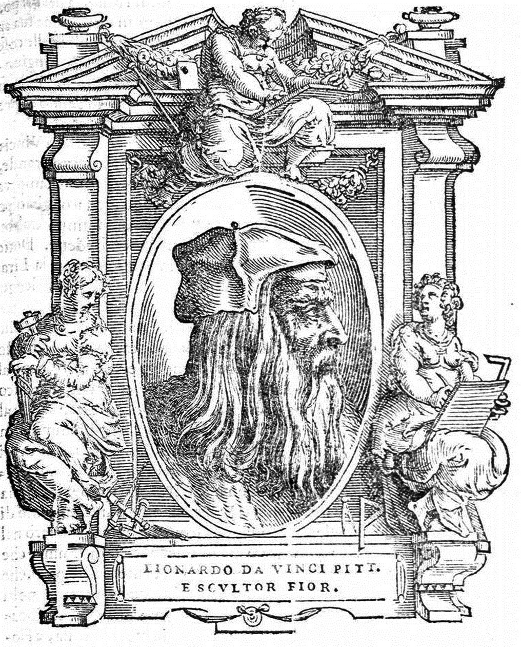 Leonardo Da Vinci. Fra: Giorgio Vasari, Livet af de mest fremragende italienske malere, billedhuggere og arkitekter, 1568 af Unbekannt
