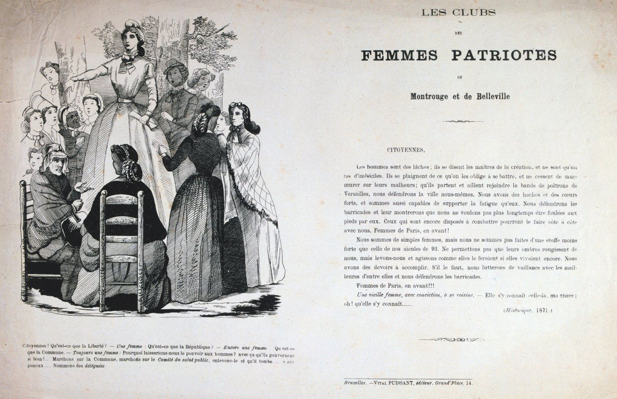 Klubber af Patriotiske Kvinder, Paris Kommune, 1871. af Unbekannt