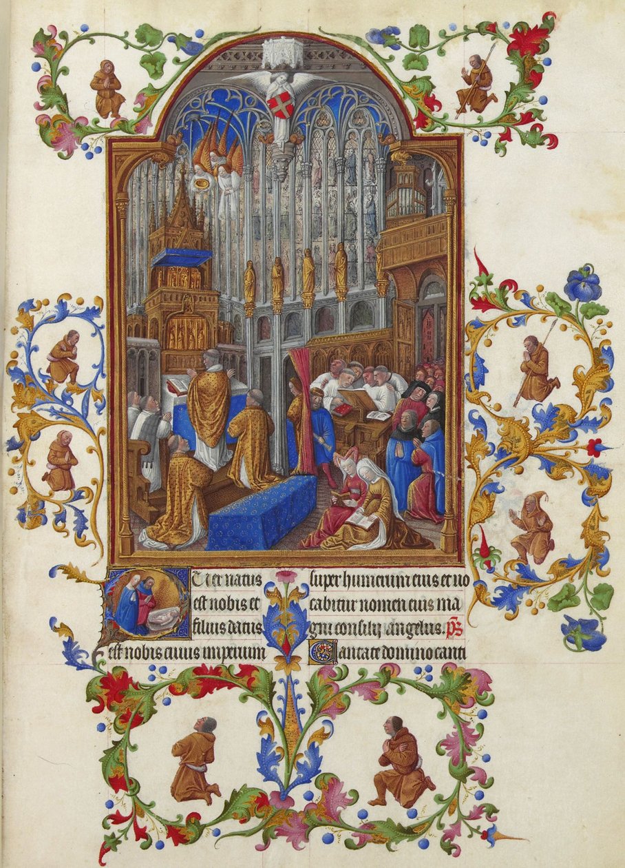 Les Très Riches Heures du Duc de Berry, Folio 158r - Julemessen af Unbekannt