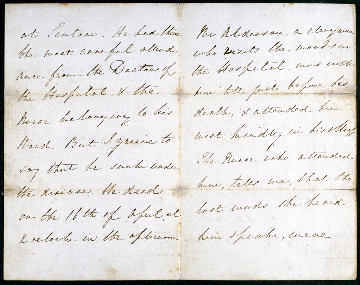 Brev fra Florence Nightingale, maj 1856 af Unbekannt