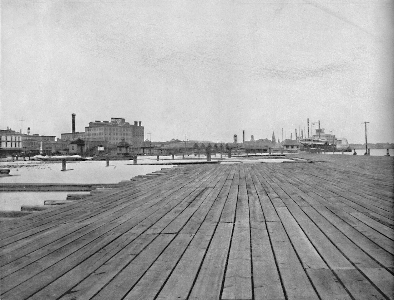 Levee and Steamboat Landing, New Orleans, c1897. af Unbekannt
