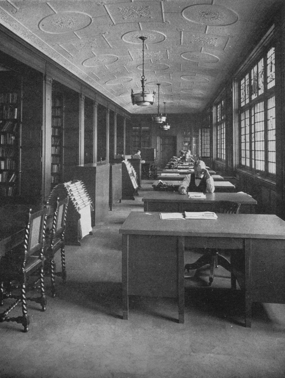 Bibliotek og redaktionsrum, The Evening News Building, Detroit, Michigan, 1924 af Unbekannt