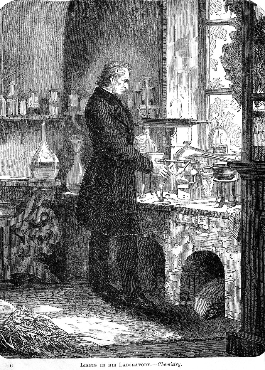 Liebig in His Laboratory-Chemistry, midten af det 19. århundrede c1885 af Unbekannt