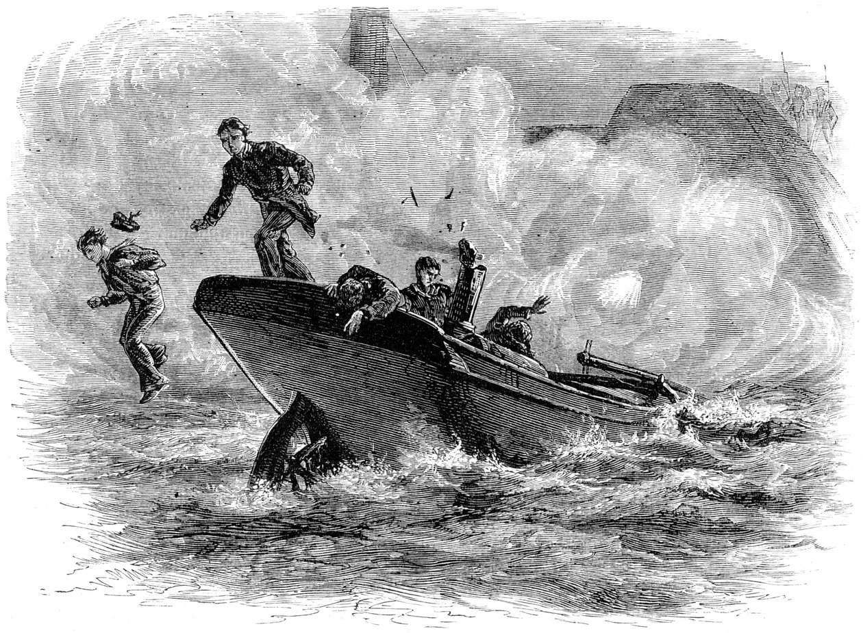 Løjtnant Cushings angreb på Albemarle, c1880 af Unbekannt