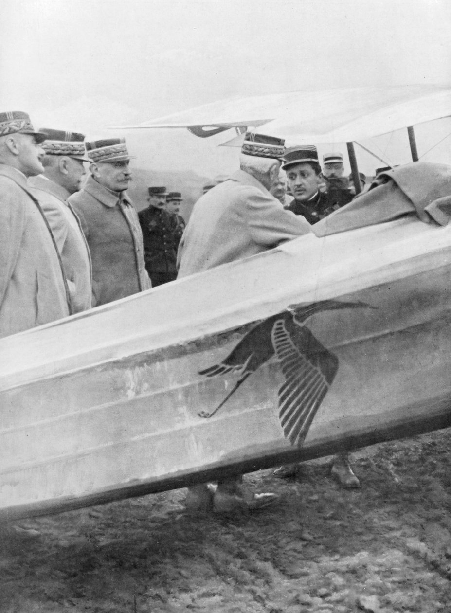 Løjtnant Georges Guynemer møde franske generaler, 19. februar 1917 af Unbekannt