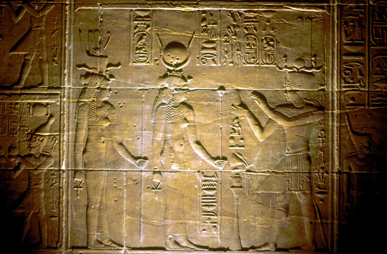 Kalkstensrelief ved Philae-templet, oldægyptisk af Unbekannt