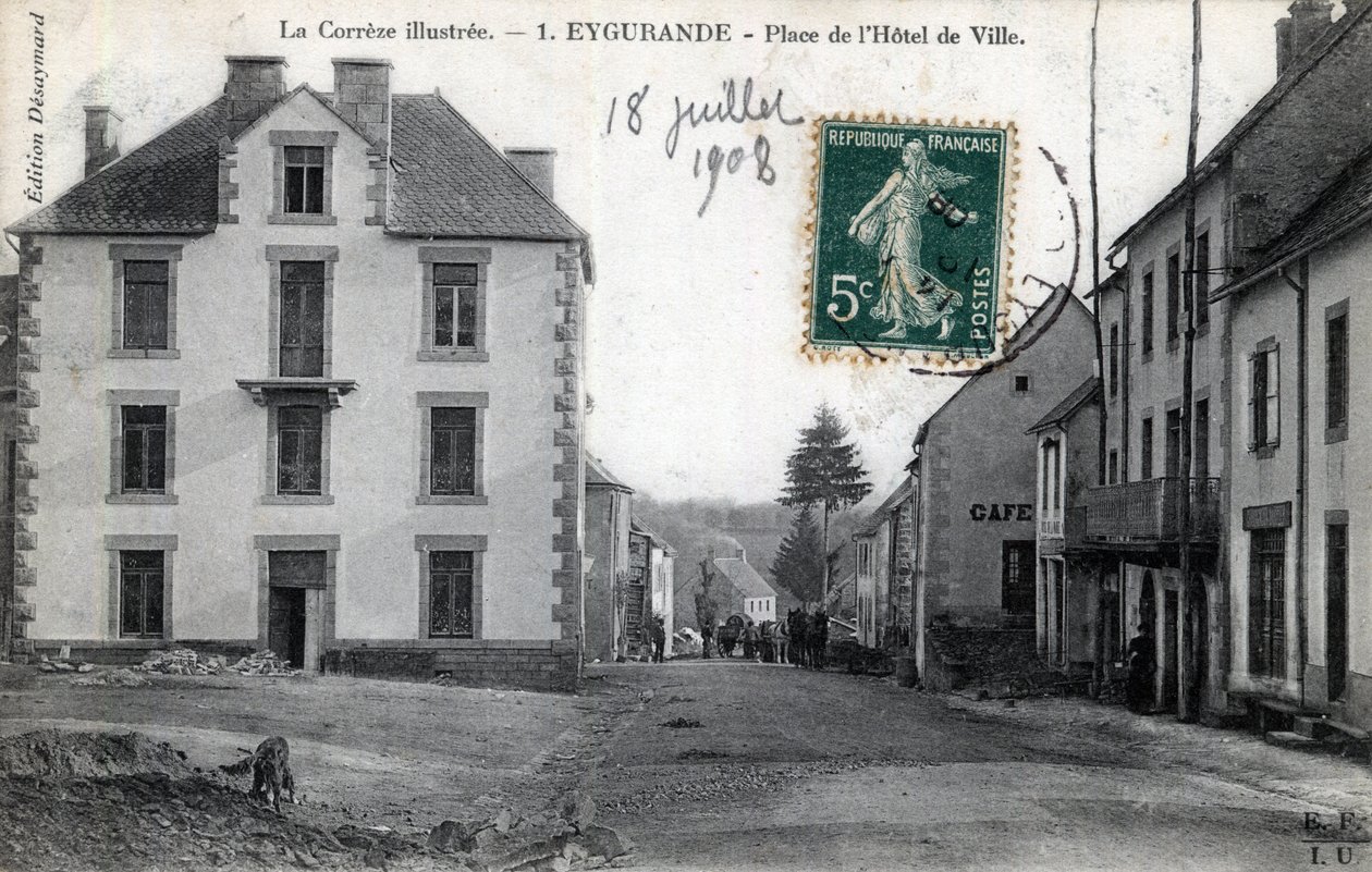 Limousin, Correze (19), Eygurande: udsigt over Place de l