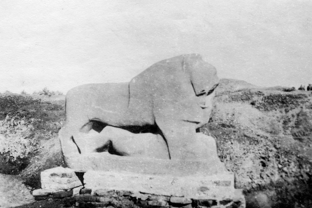 Lion of Babylon statue, Babylon, Babil, Mesopotamien, 1918 af Unbekannt