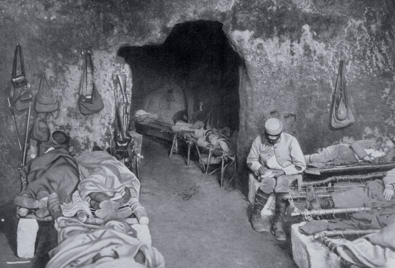Boligkvarter i en fransk hule, Første Verdenskrig, 1915 af Unbekannt