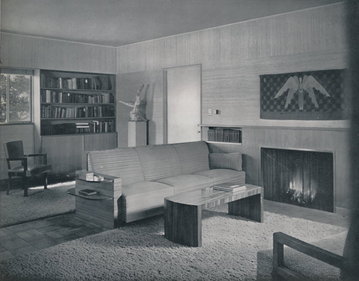 Stue designet af Honor Easton og Alyne Whalen i et hus i Los Angeles, 1942 af Unbekannt