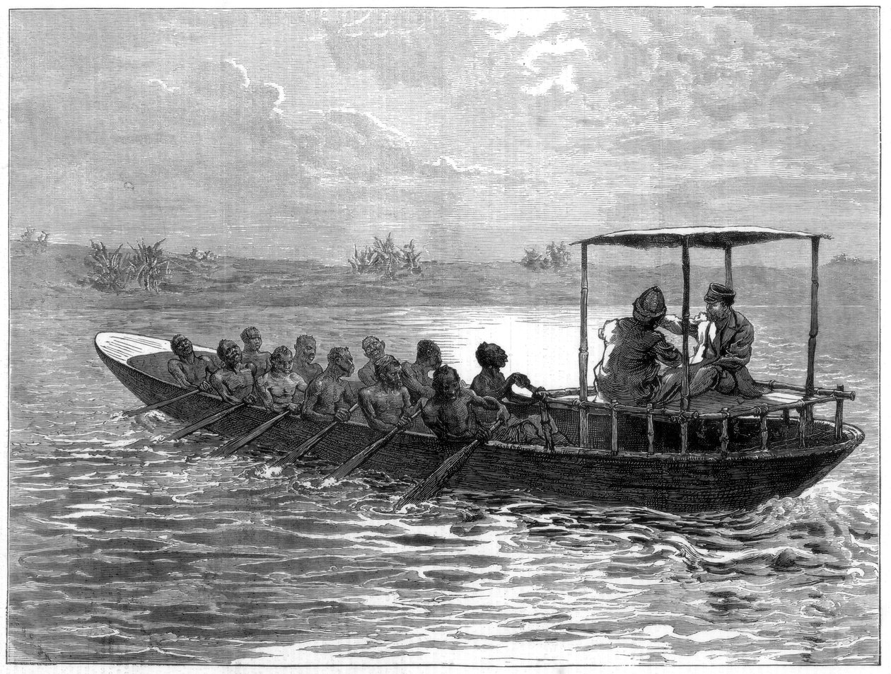 Livingstone og Stanley går fra Ujiji til Rusizi-floden, 1871 af Unbekannt