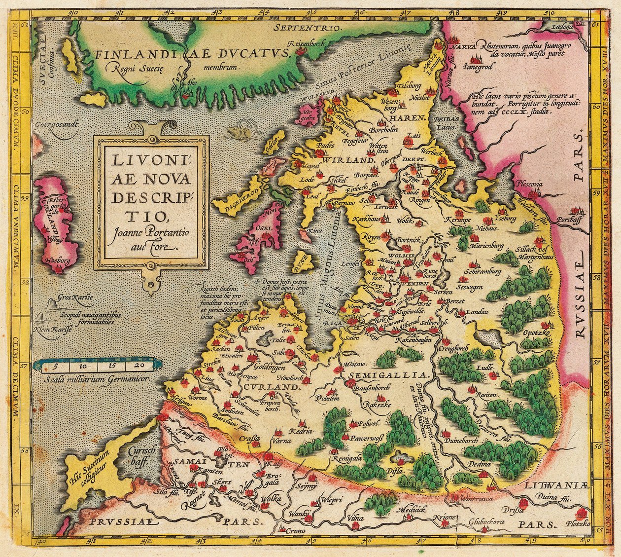 Kort over Livland, Nova Beskrivelse af Livland, 1573-1578 af Unbekannt