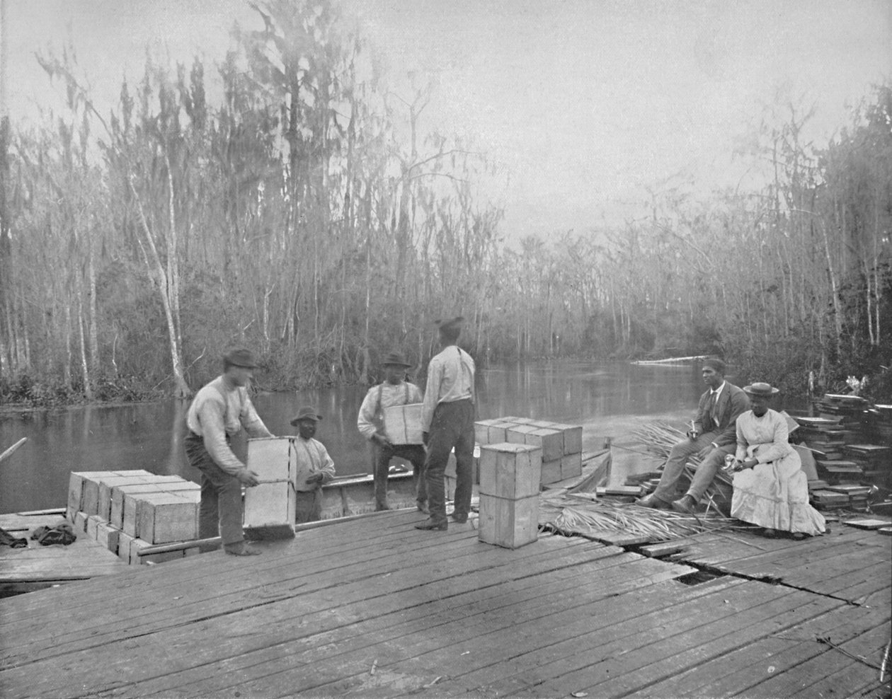 Indlæser appelsiner på Ocklawaha-floden, Florida, c1897. af Unbekannt