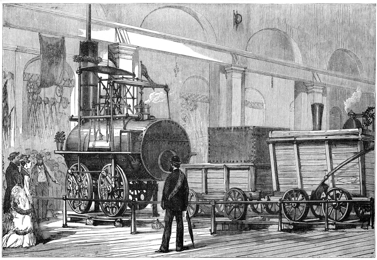 Locomotion, det første damplokomotiv, ved Railway Jubilee, Darlington, Durham, 1800-tallet af Unbekannt